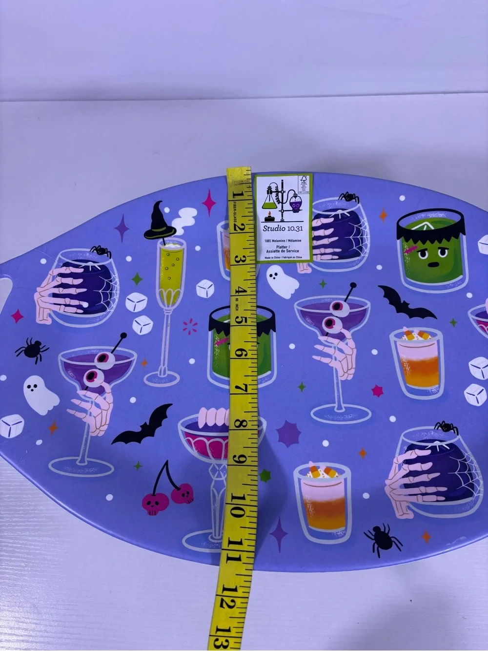 NWT Studio 10.31 Halloween Platter & 6 Appetizer Plates Spooky Cocktail Set